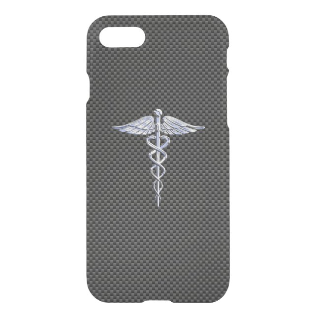 Chrome Like Caduceus Medical Symbol Carbon Fiber Uncommon iPhone Case (Back)