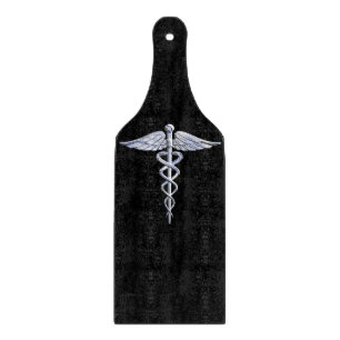 Chrome Like Caduceus Medical Symbol Cutting Board