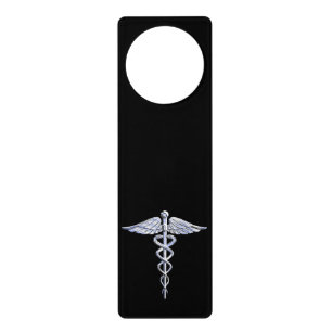 Chrome Like Caduceus Medical Symbol Door Hanger