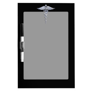 Chrome Like Caduceus Medical Symbol Dry Erase Board