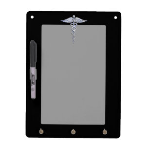 Chrome Like Caduceus Medical Symbol Dry-Erase Board