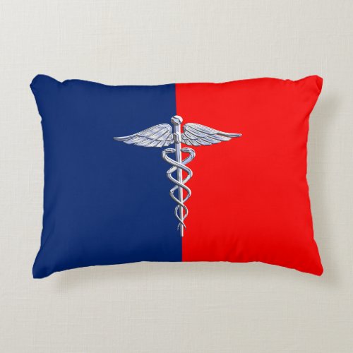 Chrome Like Caduceus Medical Symbol League Decor Decorative Pillow