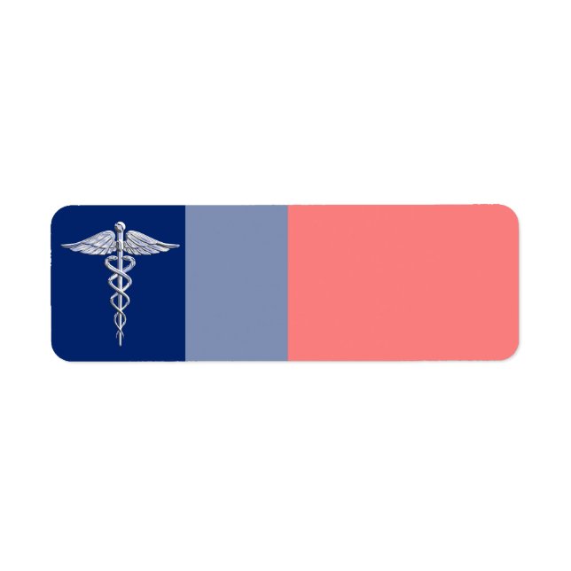 Chrome Like Caduceus Medical Symbol League Decor Label (Front)