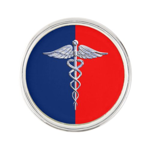 Chrome Like Caduceus Medical Symbol League Decor Pin