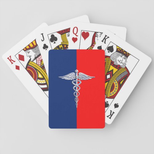 Chrome Like Caduceus Medical Symbol League Decor Poker Cards