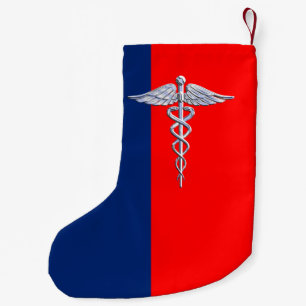 Chrome Like Caduceus Medical Symbol League Decor Small Christmas Stocking