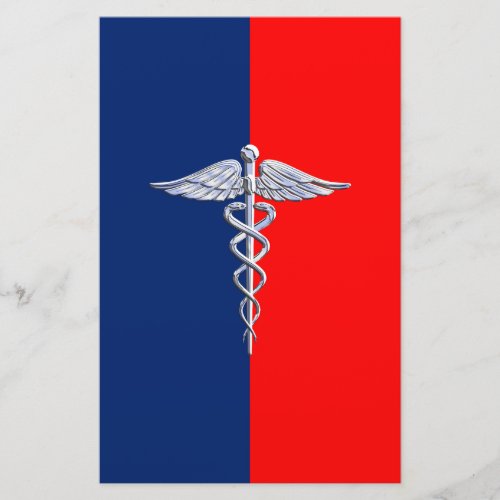 Chrome Like Caduceus Medical Symbol League Decor Stationery