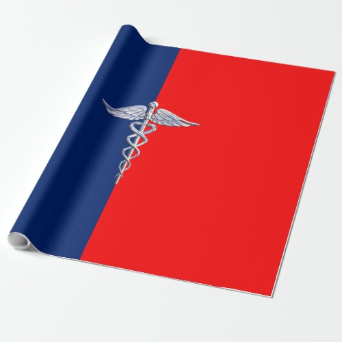 Chrome Like Caduceus Medical Symbol League Decor Wrapping Paper