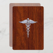 Chrome Like Caduceus Medical Symbol Mahogany Style (Front/Back)