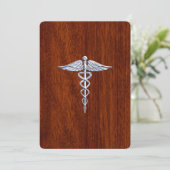Chrome Like Caduceus Medical Symbol Mahogany Style (Standing Front)