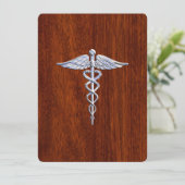 Chrome Like Caduceus Medical Symbol Mahogany Style (Standing Front)