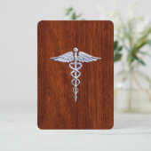 Chrome Like Caduceus Medical Symbol Mahogany Style (Standing Front)