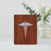 Chrome Like Caduceus Medical Symbol Mahogany Style (Standing Front)