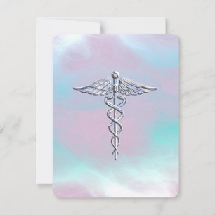 Chrome Like Caduceus Medical Symbol Mother Pearl