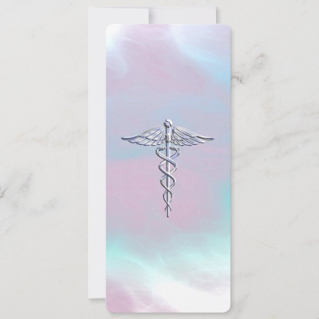 Chrome Like Caduceus Medical Symbol Mother Pearl (Front)