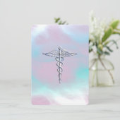 Chrome Like Caduceus Medical Symbol Mother Pearl (Standing Front)