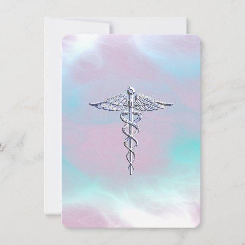 Chrome Like Caduceus Medical Symbol Mother Pearl