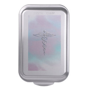 Chrome Like Caduceus Medical Symbol Mother Pearl D Cake Pan