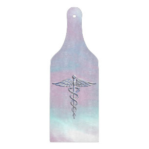 Chrome Like Caduceus Medical Symbol Mother Pearl D Cutting Board