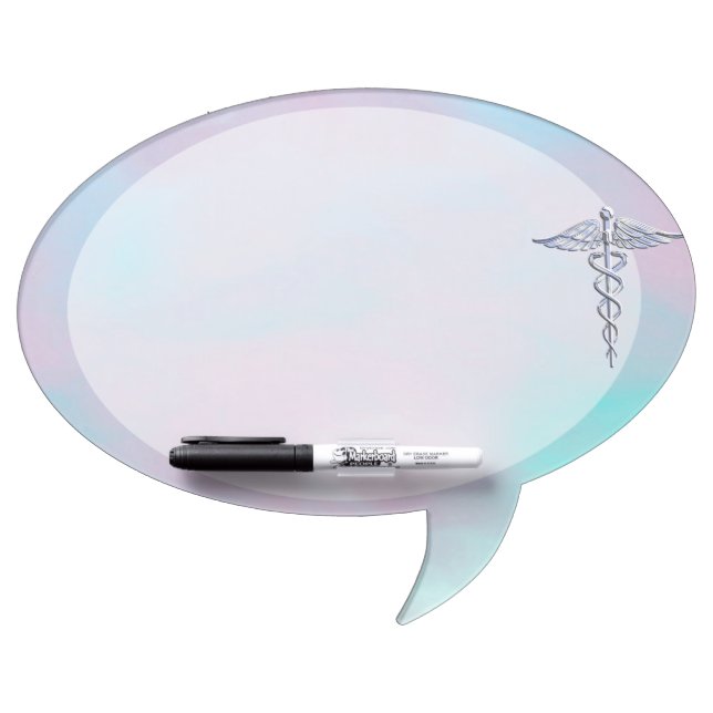 Chrome Like Caduceus Medical Symbol Mother Pearl D Dry-Erase Board (Front)