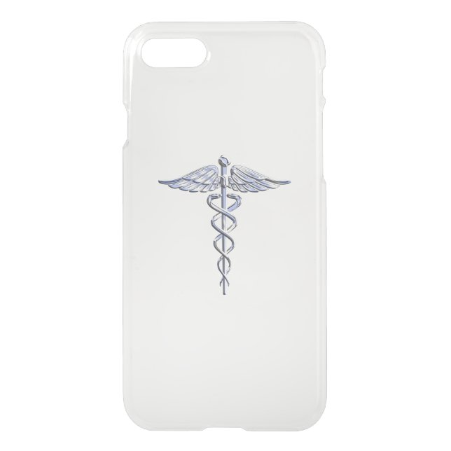 Chrome Like Caduceus Medical Symbol Mother Pearl Uncommon iPhone Case (Back)