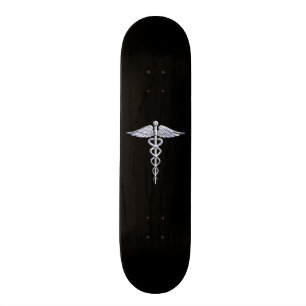 Chrome Like Caduceus Medical Symbol Skateboard Deck