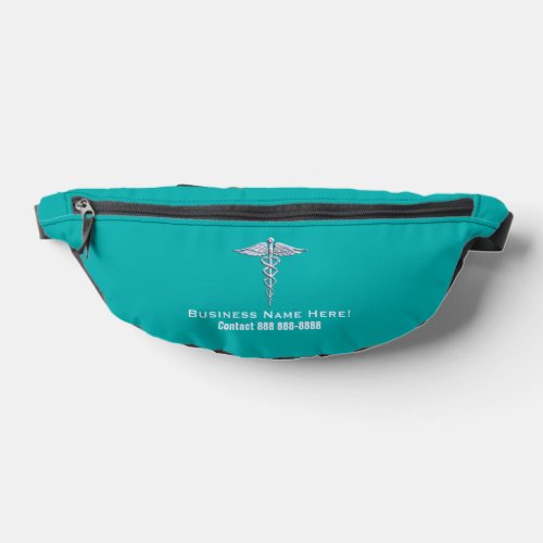 Chrome Like Caduceus Medical Symbol with Text Fanny Pack
