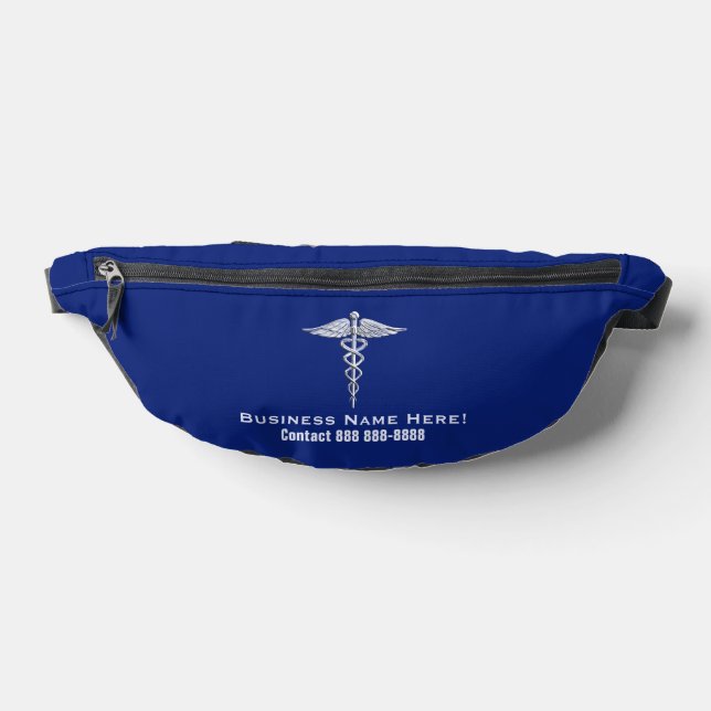 Chrome Like Caduceus Medical Symbol with Text Fanny Pack (Lay Down)