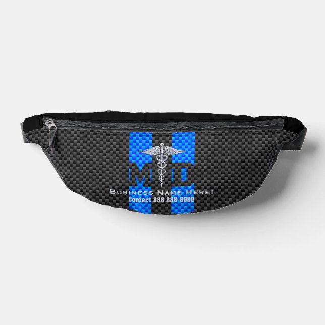 Chrome Like Caduceus Medical Symbol with Text MD Fanny Pack (Lay Down)