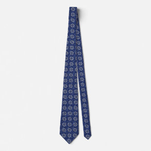 Chrome Like Cancer Sign on Blue Digital Camo Neck Tie
