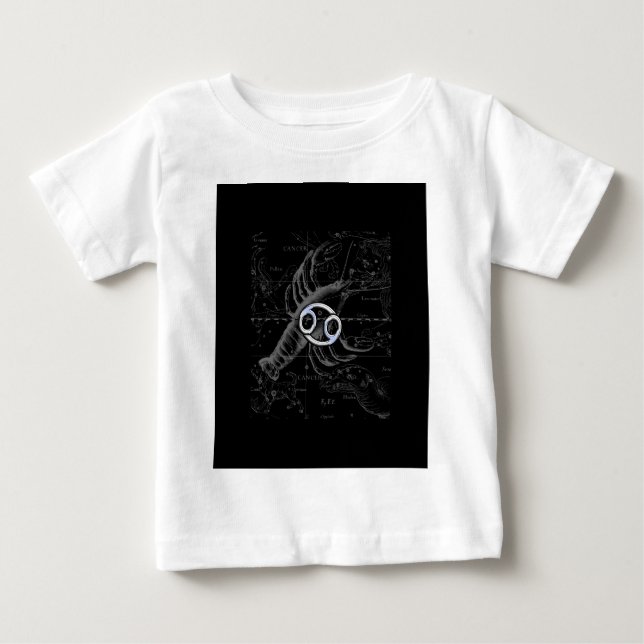 Chrome like Cancer Sign on Hevelius Engraving Baby T-Shirt (Front)