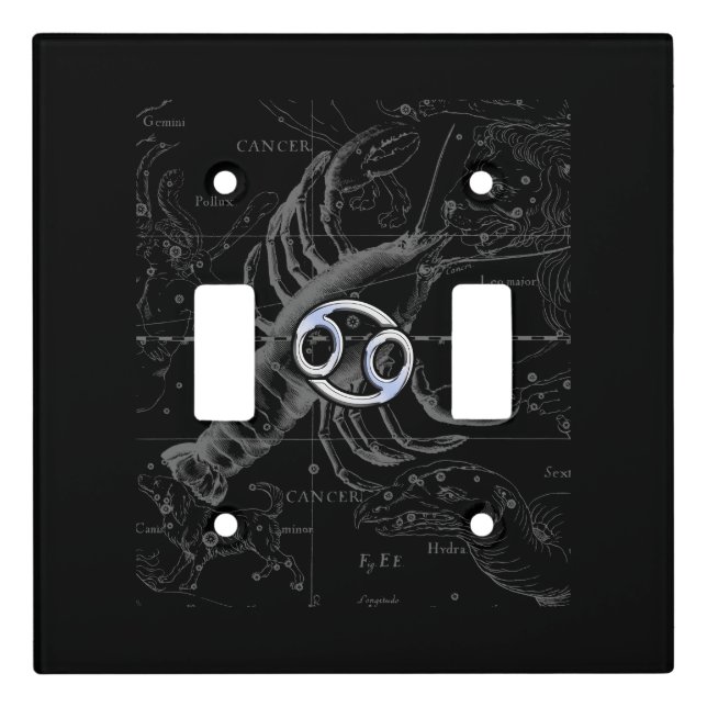 Chrome like Cancer Sign on Hevelius Engraving Light Switch Cover (Front)