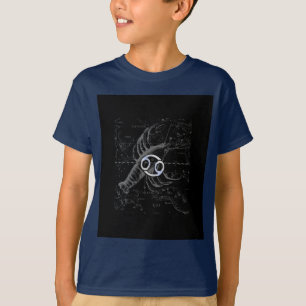Chrome like Cancer Sign on Hevelius Engraving T-Shirt