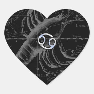 Chrome like Cancer Zodiac Constellation Hevelius Heart Sticker