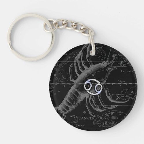 Chrome like Cancer Zodiac Constellation Hevelius Keychain