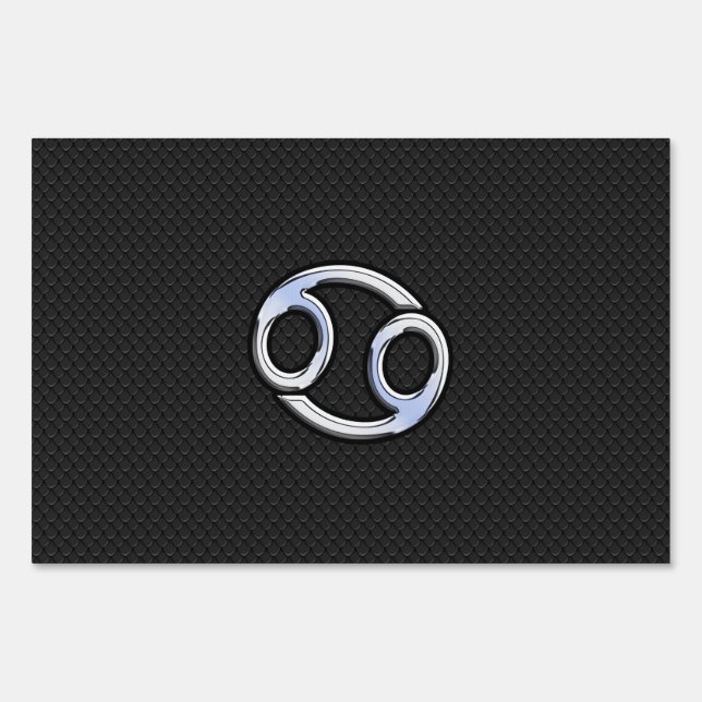 Chrome Like Cancer Zodiac Sign on Black (Front)