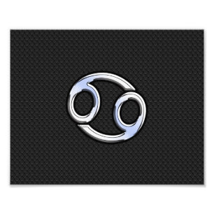 Chrome Like Cancer Zodiac Sign on Black