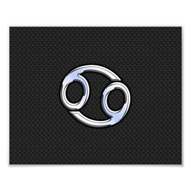 Chrome Like Cancer Zodiac Sign on Black (Front)