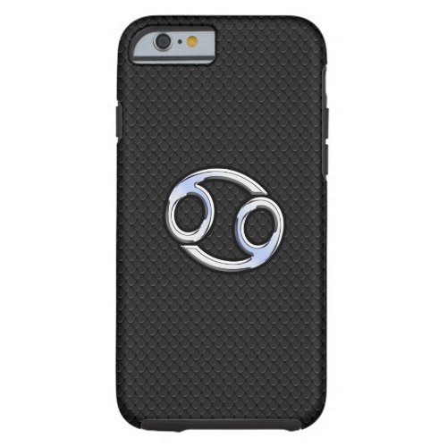 Chrome Like Cancer Zodiac Sign on Black Tough iPhone 6 Case