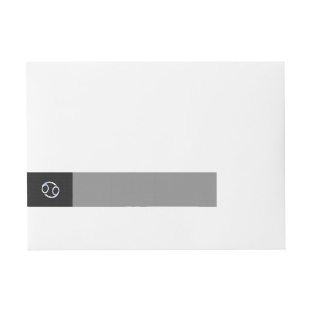 Chrome Like Cancer Zodiac Sign on Black Wrap Around Address Label (Front)