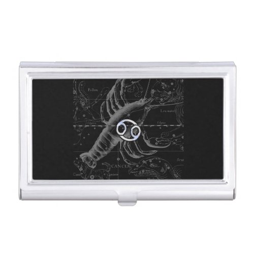 Chrome like Cancer Zodiac Sign on Hevelius Case For Business Cards