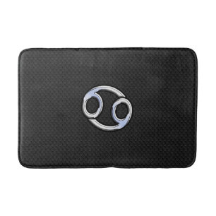 Chrome Like Cancer Zodiac Sign on Snake Decor Bathroom Mat