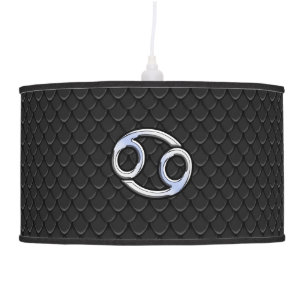 Chrome Like Cancer Zodiac Sign on Snake Skin Style Ceiling Lamp
