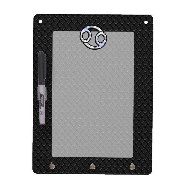 Chrome Like Cancer Zodiac Sign on Snake Skin Style Dry-Erase Board (Front)