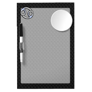 Chrome Like Cancer Zodiac Sign on Snake Skin Style Dry Erase Board With Mirror