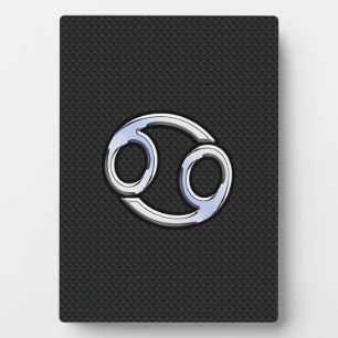 Chrome Like Cancer Zodiac Sign on Snake Skin Style Plaque