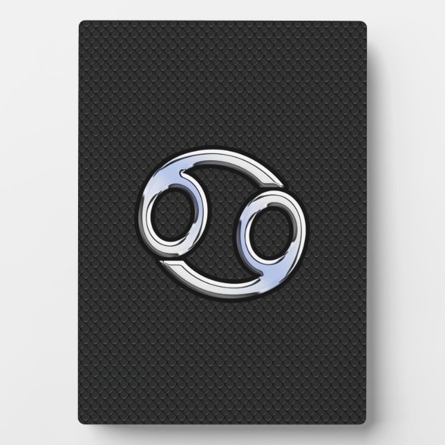 Chrome Like Cancer Zodiac Sign on Snake Skin Style Plaque (Front)