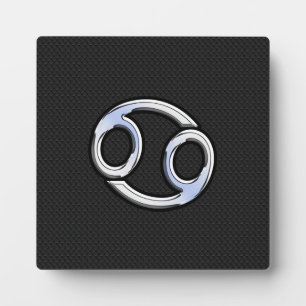 Chrome Like Cancer Zodiac Sign on Snake Skin Style Plaque