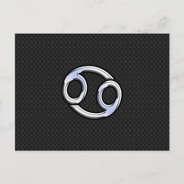 Chrome Like Cancer Zodiac Sign on Snake Skin Style Postcard (Front)