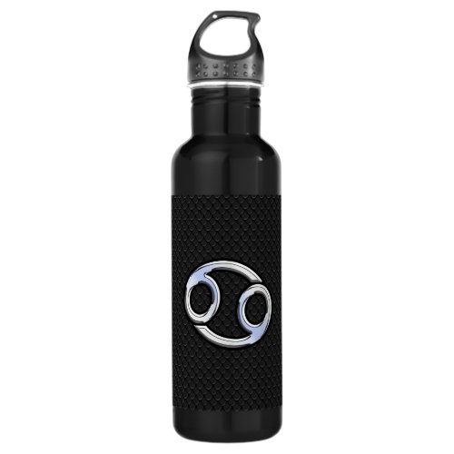 Chrome Like Cancer Zodiac Sign on Snake Skin Style Stainless Steel Water Bottle